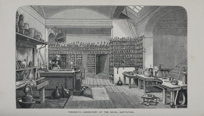 Michael Faraday v laboratoři 