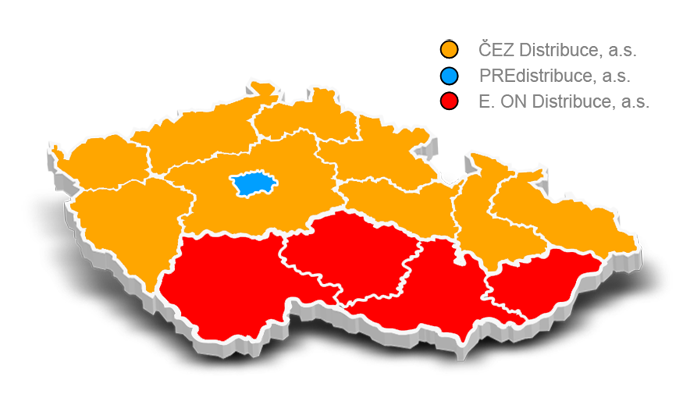 mapa distribuce elektřiny