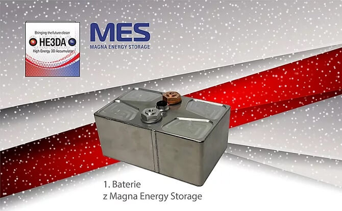 baterie HE3DA vyrobená v továrně Magna Energy Storage