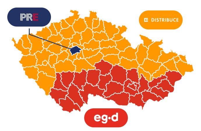 Distribuční oblasti v ČR