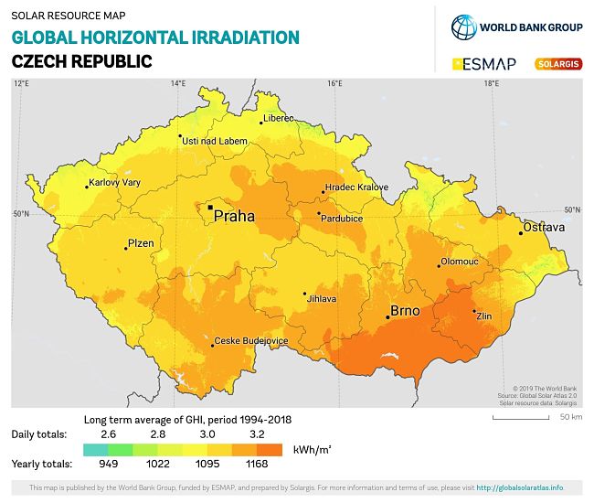Solární mapa ČR